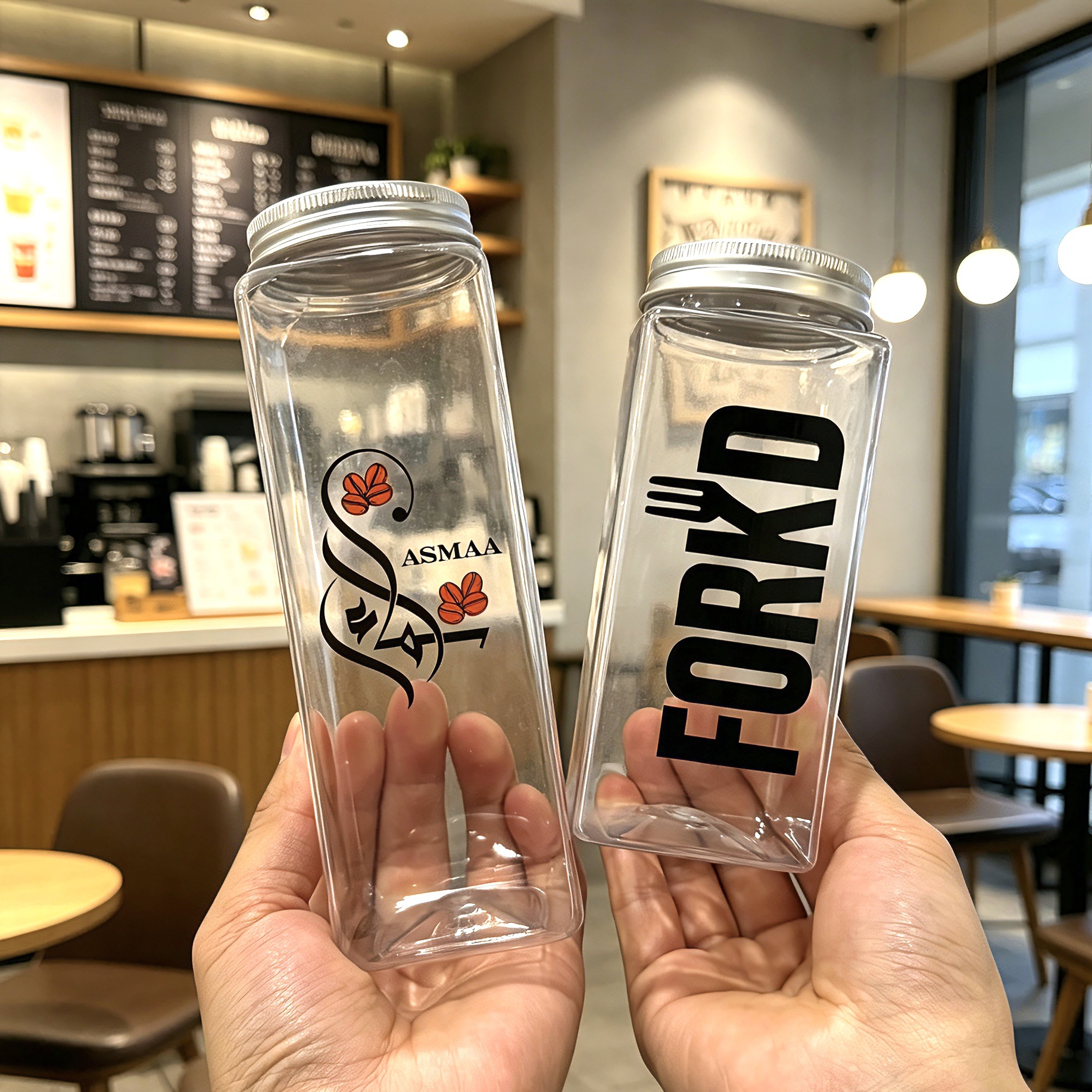 定制logo印商用奶茶杯一次性带盖PET透明饮料瓶咖啡冷饮杯多规格