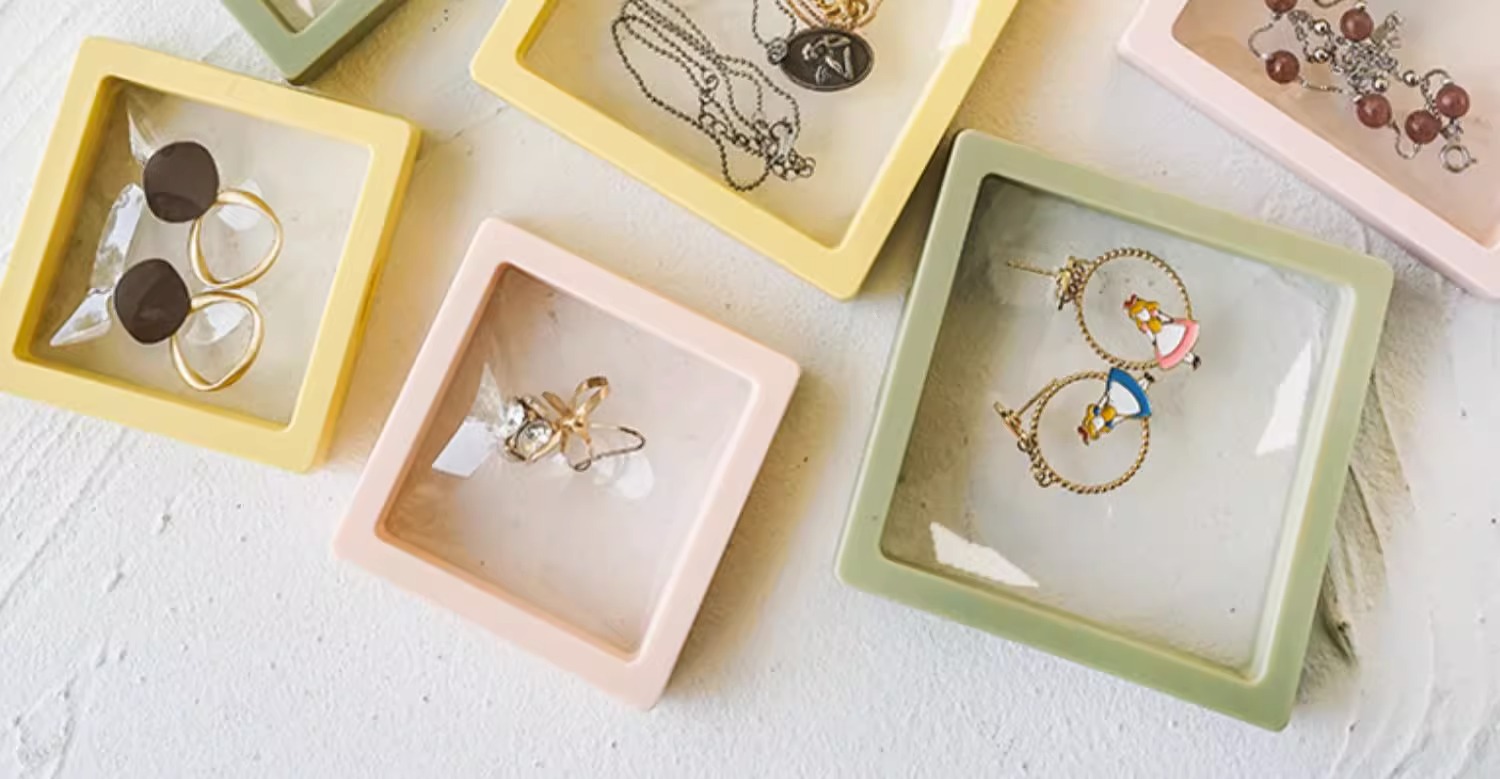 防氧化pe膜首饰盒项链手链饰品收纳密封袋耳环耳钉悬浮薄膜展示架详情2