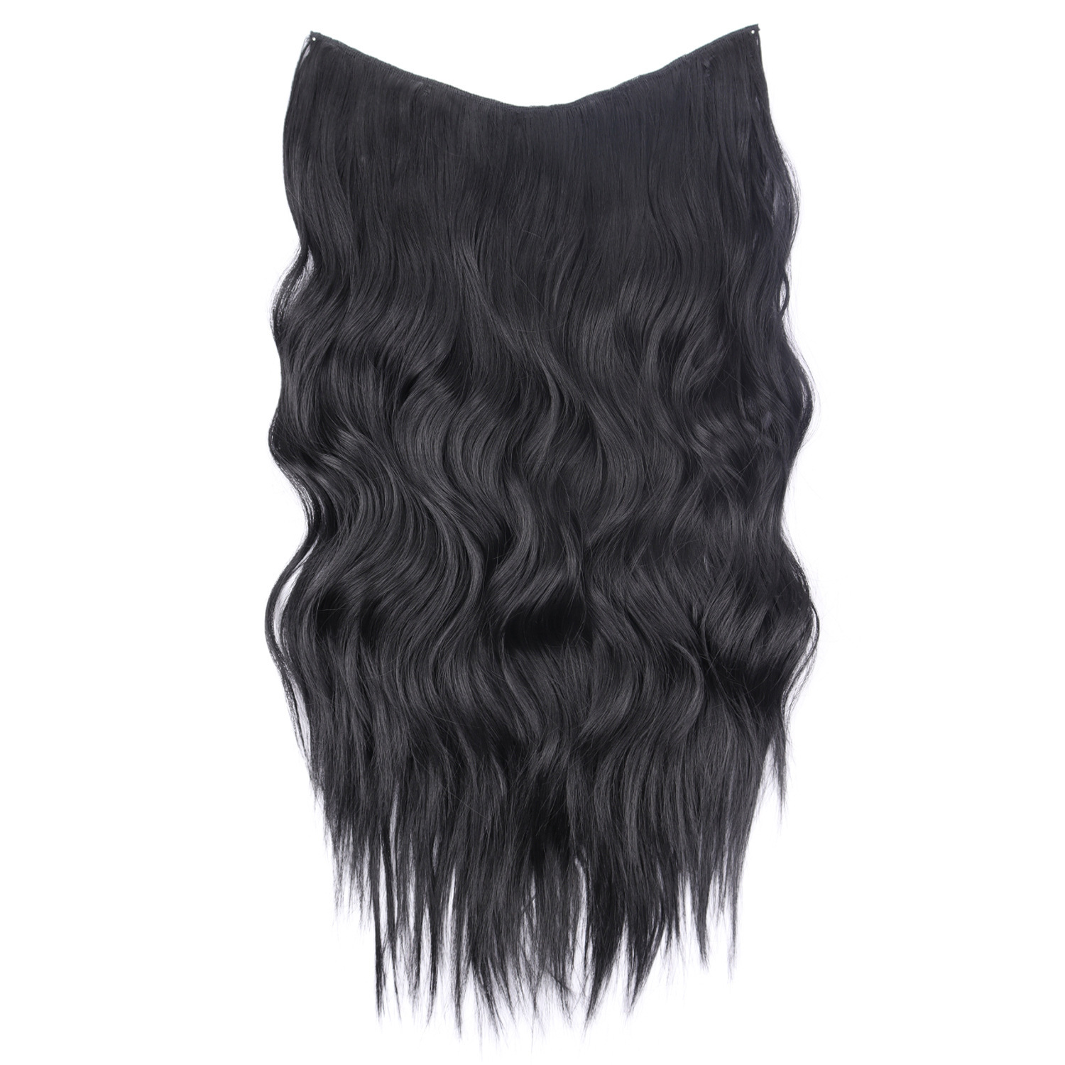 Peruca de cabello rizado en forma de U flácida, aumento de cabello, peruca de cabello simulada de una pieza, cabello largo femenino, cabello invisible sin huellas.