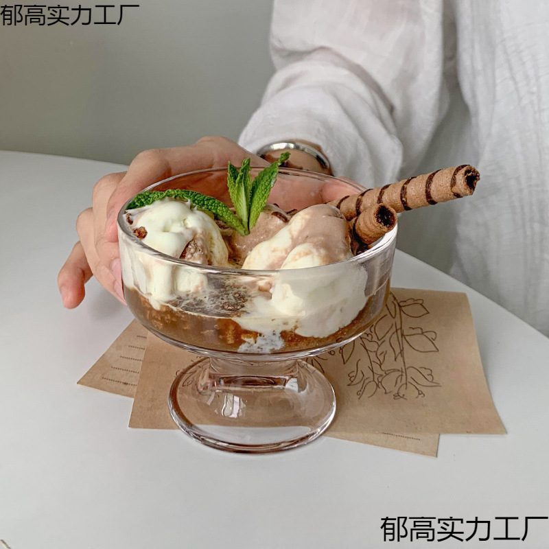 INS simple glass dessert cup yogurt cup tall snow cake bowl cup ice…