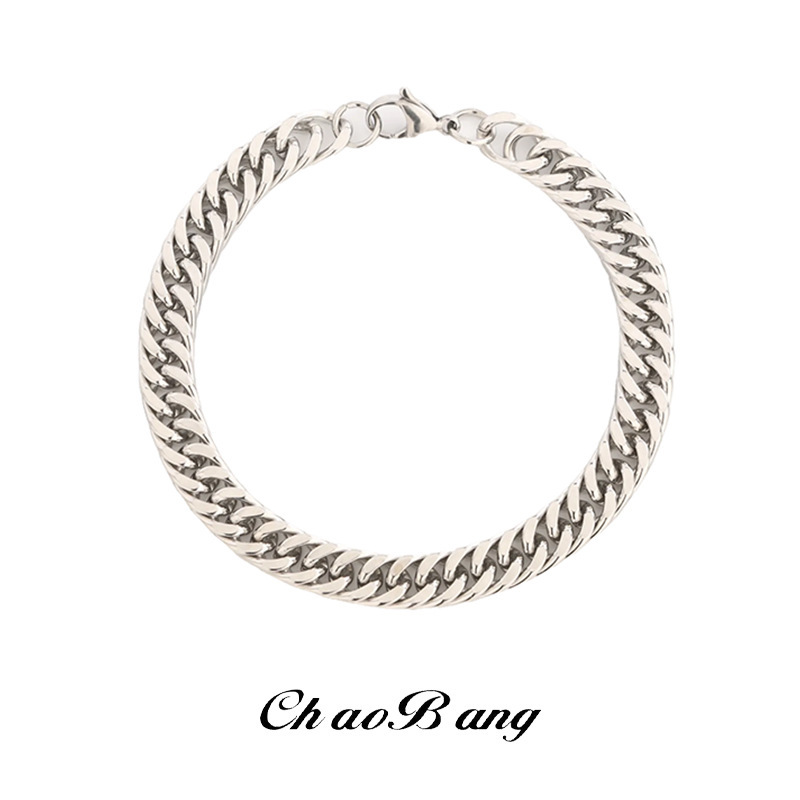 Encrypted Cuban Chain Titanium Steel Bracelet for Men, Fashionable and Personalized Design Trend, Simple and Non-Fading Gift Bracelet for Women