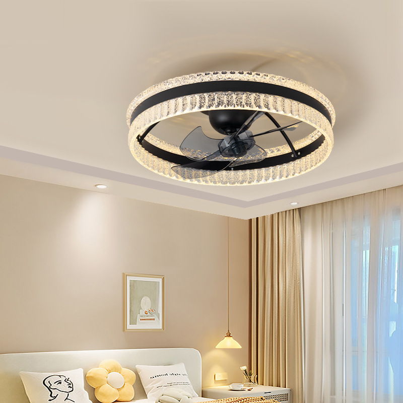 Ventilador de Techo con Luz de Acrílico y Plástico, Inteligente, Control por App, para Dormitorio y Sala de Estar