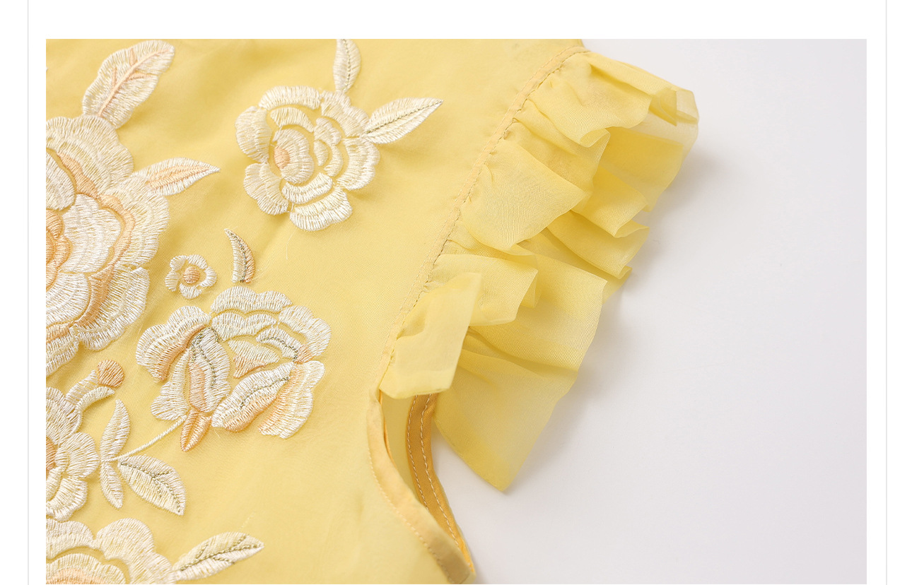 Áo vest gile nữ lụa tằm ren hoa cổ đứng cài nút kiểu Trung Hoa mùa hè N4012 — Màu vàng sữa chi tiết 34