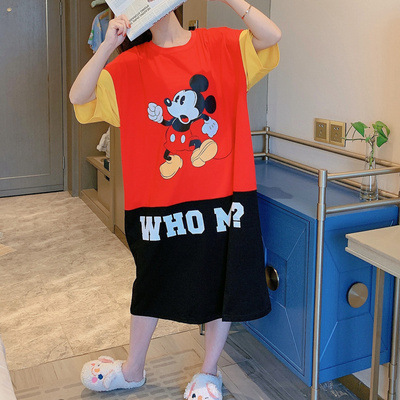 2022 nuevo camisón de verano de las mujeres de dibujos animados de manga corta venta caliente pijamas delgados ropa para el hogar suelta sudeste asiático transfronterizo