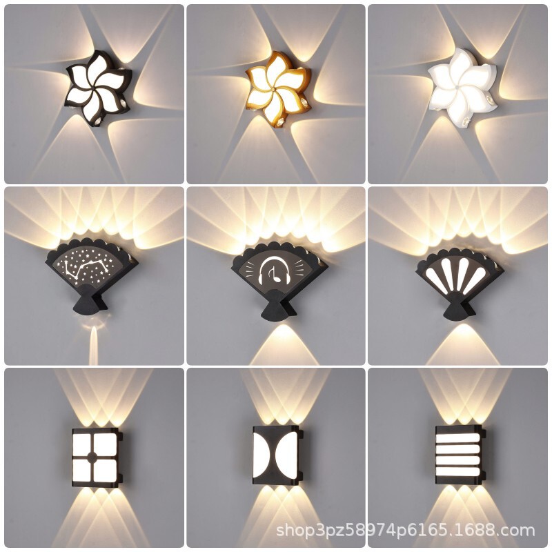 Outdoor Wall Lamp Outdoor Waterproof Entry Door Front Lamp Double Head Aluminum Homestay Hotel Villa Courtyard Wall Lamp Fan-shaped