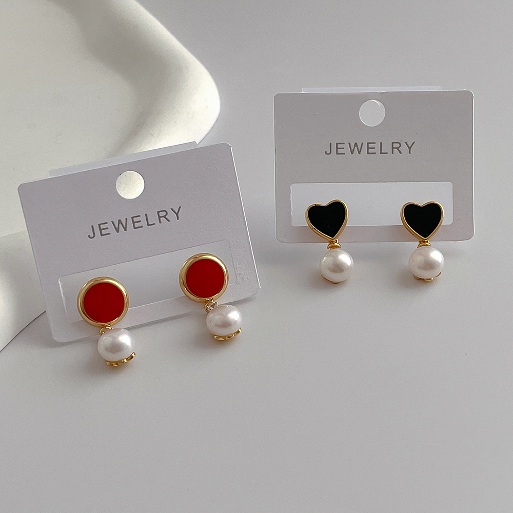 Fashion Heart Shape Pearl Plating Drop Earrings 1 Pair