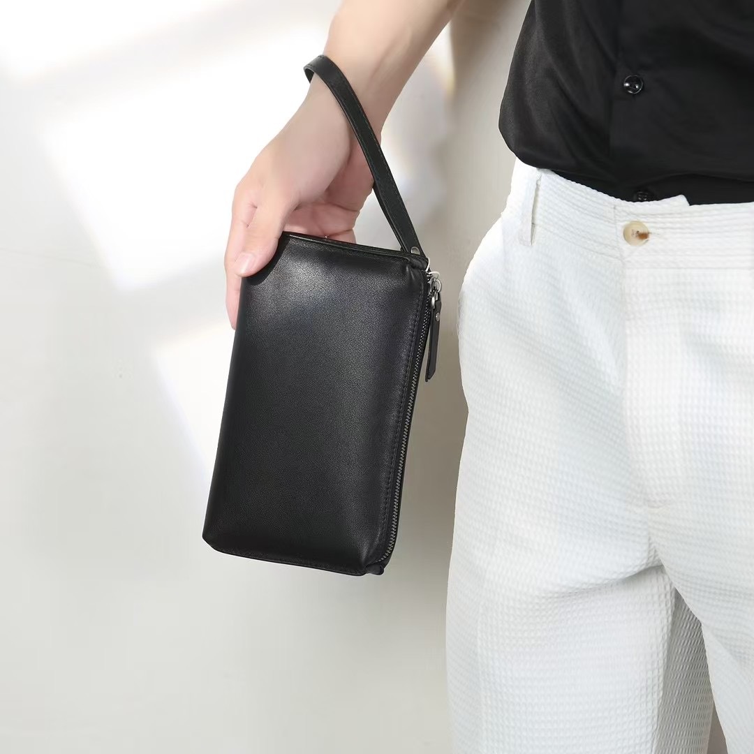 Túi xách tay nam da bò cao cấp phong cách công sở — đen chi tiết 2