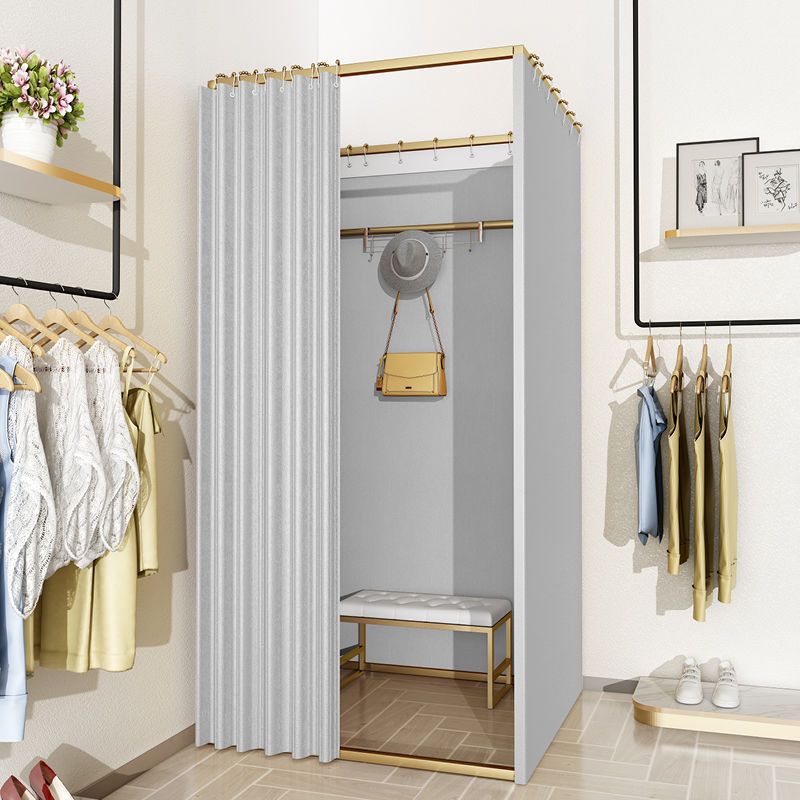 Tienda de ropa, centro comercial, vestuario de ensamblaje, sala de prueba móvil simple, cortina de puerta, piso, estante de exhibición portátil, vestuario