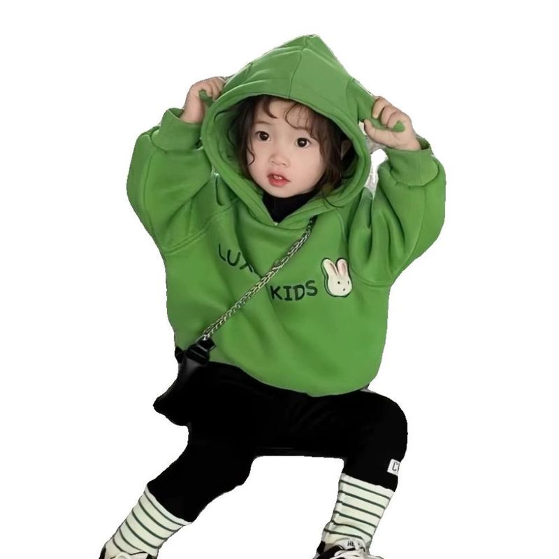 女の子の秋冬2023ベルベットの女の子の韓国風の暖かい帽子の上着の子供の服のセーター|undefined