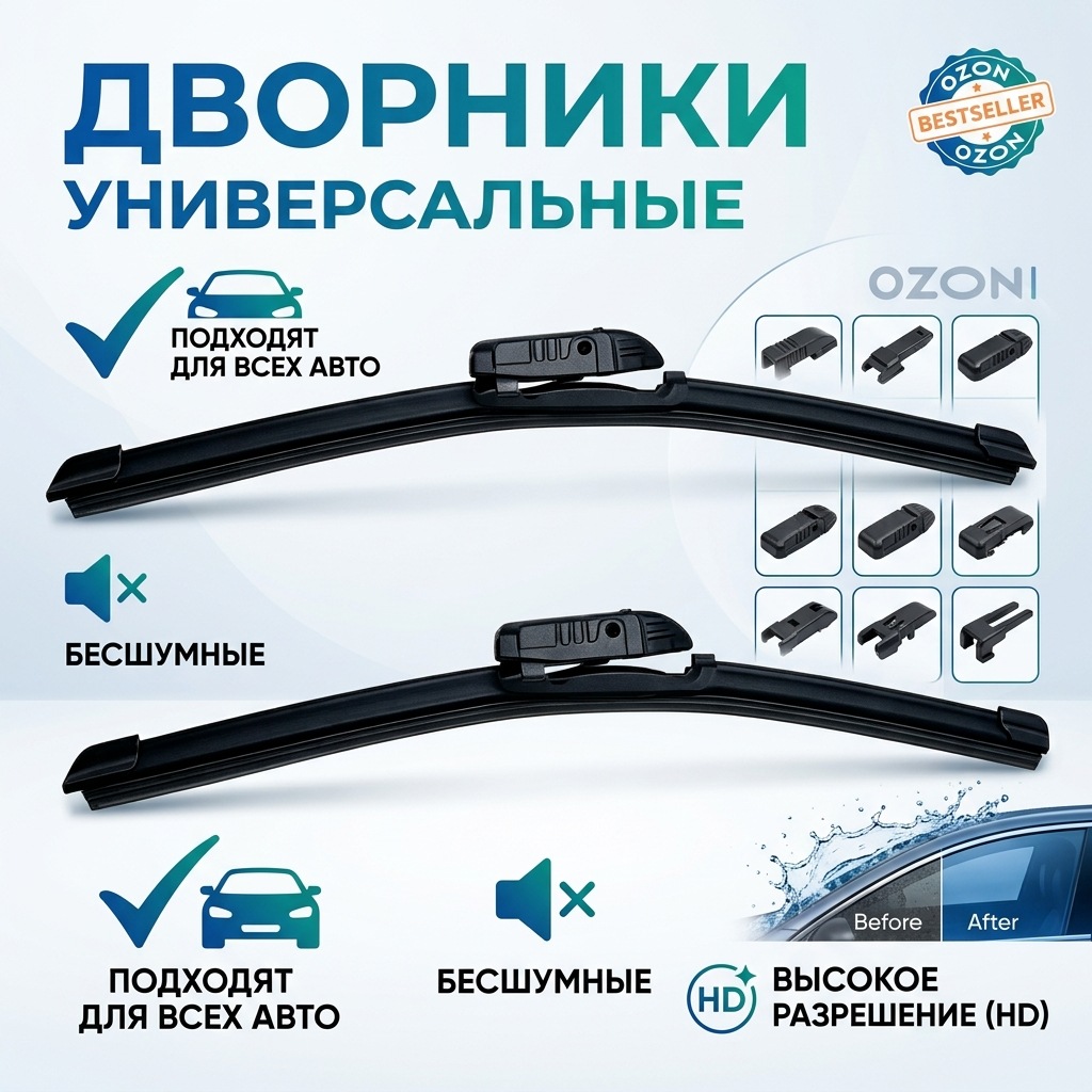 Cross-Border Shipping, Multifunctional, Boneless, Replaceable Connector, Easy to Install, Russian Wiper Blades Au