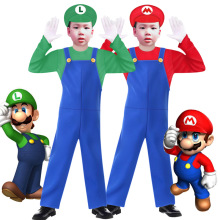 超级玛丽角色扮cos服装角色扮演饰背带裤亲子儿童动漫马里奥服装