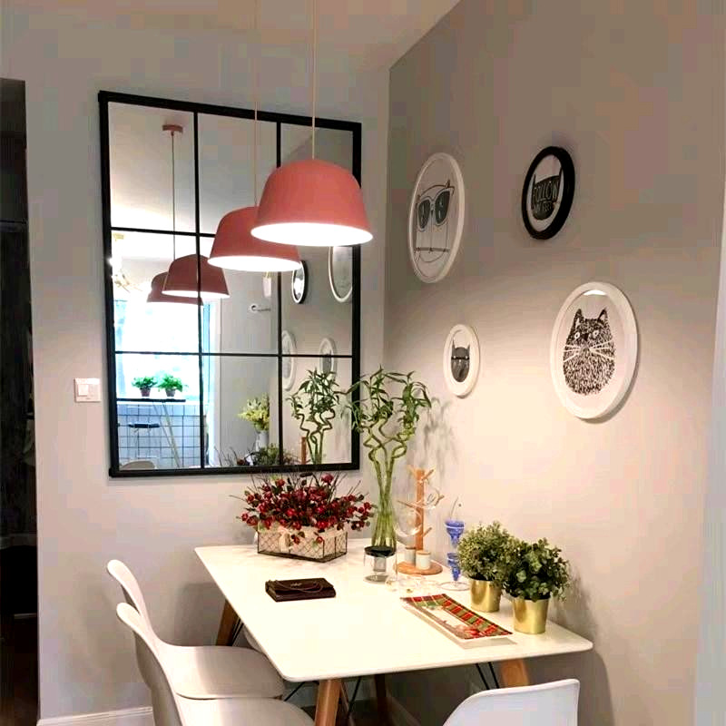 Espejo de cuerpo entero de piso de interior de pared cuadrado minimalista moderno nórdico, espejo decorativo de metal de entrada retro de hierro forjado