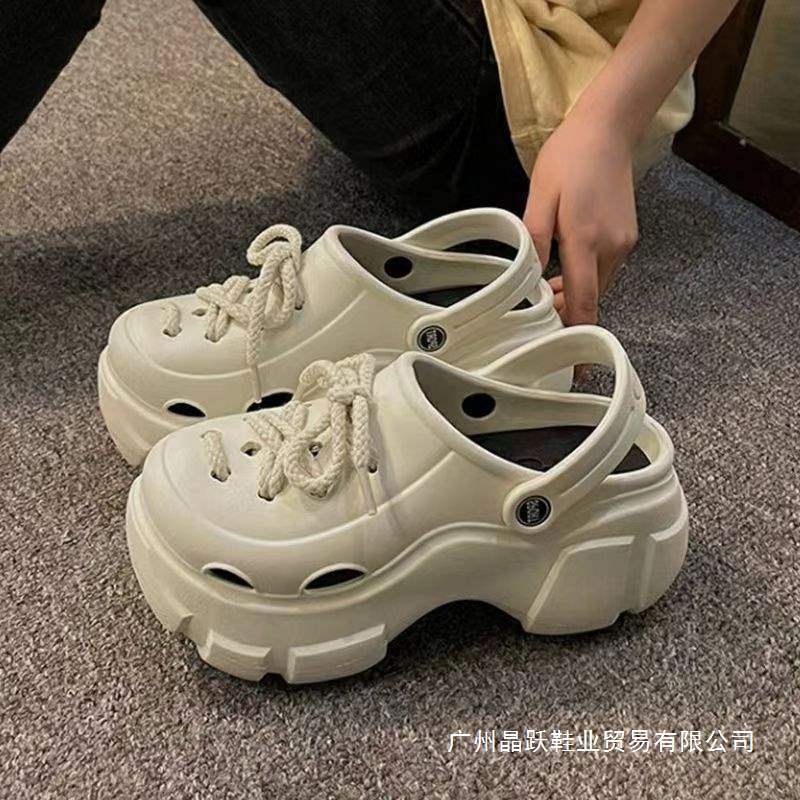 Croc Shoes Women's Outer Wear 2025 Summer New Versatile Strappy High-Heeled Beach Toe Sandals for Women