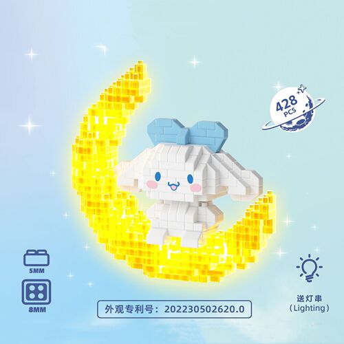 Cartoon Cinnamon Dog Luminous Building Blocks Compatible with Lego Culomi Assembled Toys Street Stall Ornaments Night Light Gifts
