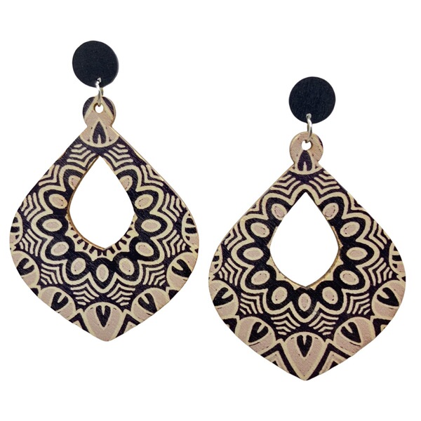 retro wooden long beach large earrings