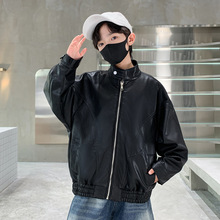 男童春秋皮衣2025新款儿童洋气pu皮夹克男孩大童秋装机车宽松外套
