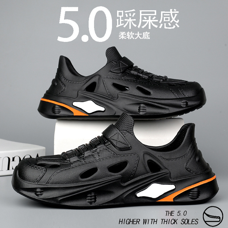 2025 Baotou Croc Shoes メンズ ドライビング ソフトソール サンダル アウターウェア 夏用 滑り止め ココナッツ ビーチシューズ|undefined