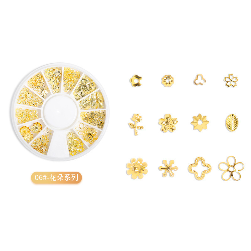 Transfronterizos para el remache de uñas japonés 12 placas de disco hueco de aleación de forma especial de estrella y luna mezclada decoración