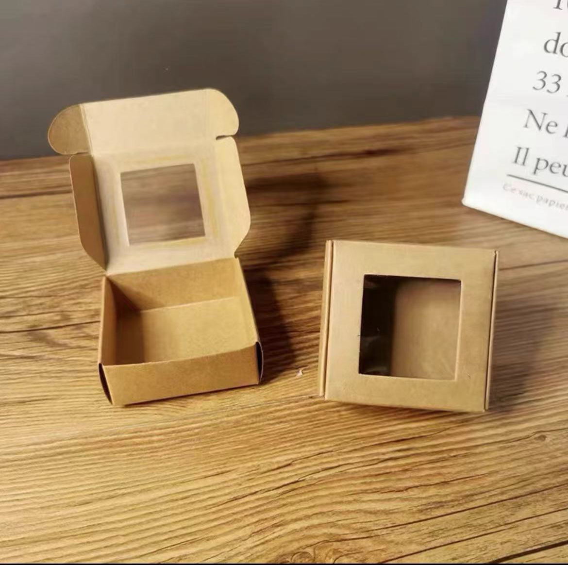 Caja de embalaje de color sólido West Point regalo de PVC transparente jabón hecho a mano caja de cartón pequeña caja de cartón kraft caja de joyería personalizada