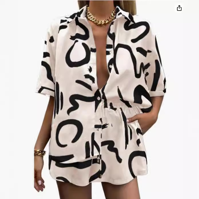 2024 Cross-border European and American Amazon Foreign Trade Women's 2-piece Bohemian Style suit Summer Beach Leisure