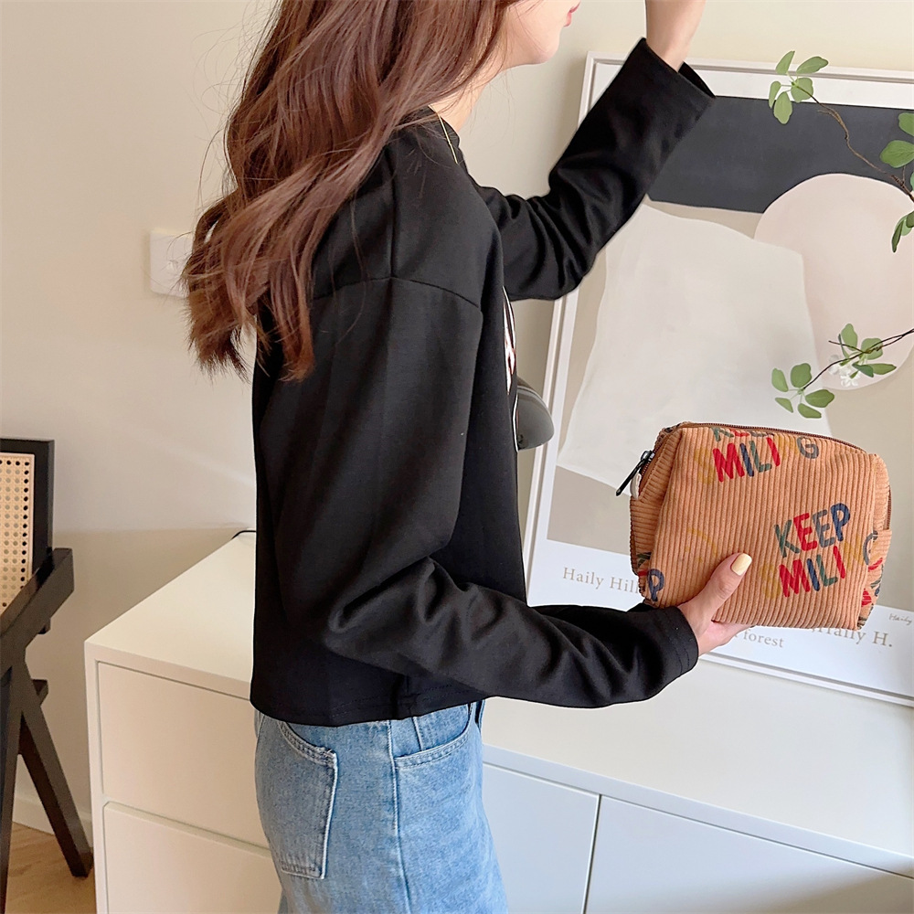 38182 ins retro Artistic pen case, corduroy fresh letter stationery box, student portable storage makeup bag undefined