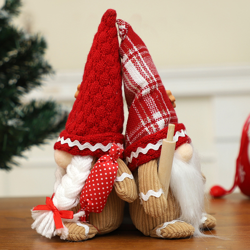 Cross-border popular Christmas decoration supplies faceless old man ornaments gingerbread man cartoon dwarf cabinet doll window