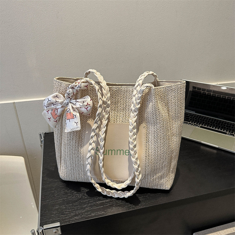 Trendy Woven Straw Shoulder Bag Large Capacity Women Tote Bag_voghion.com