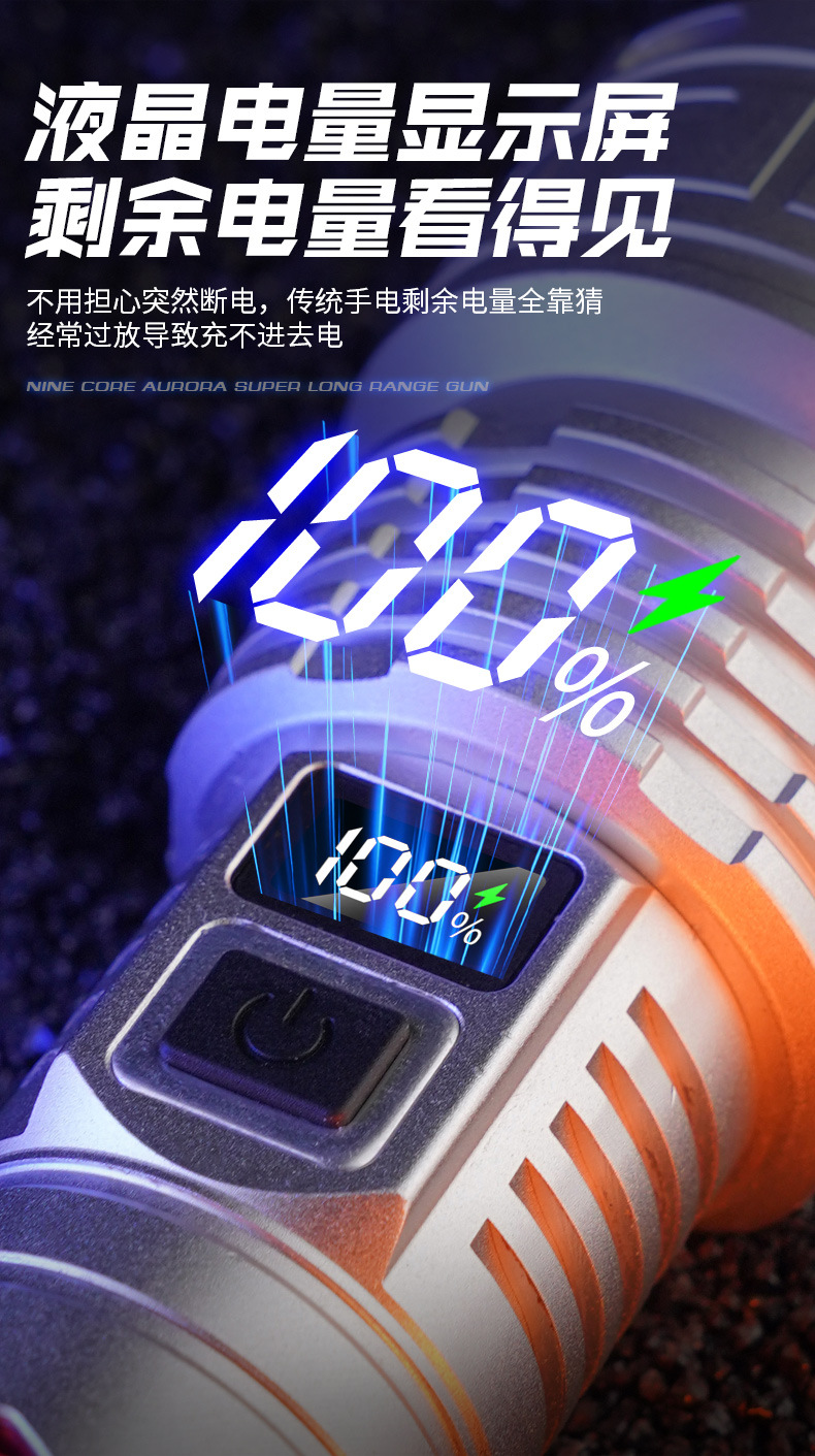 Cross-Border 2608 High-Power Bright Flashlight with Power Bank Typec Fast Charging Outdoor Bright Tactical Flashlight