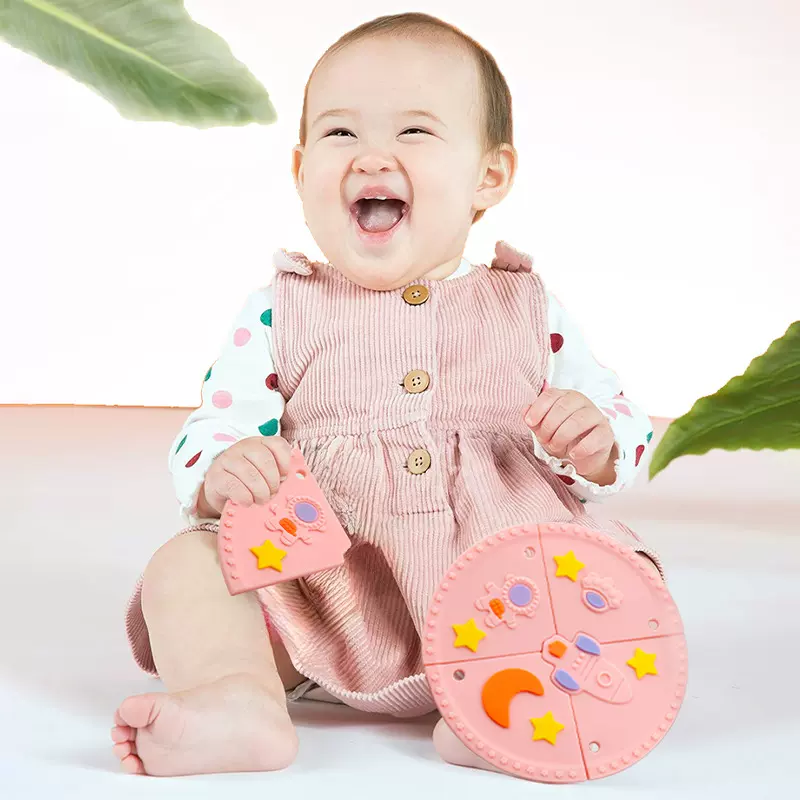 新品 太空拼图硅胶儿童玩具磨牙防咬手安抚婴儿牙胶硅胶婴儿牙胶