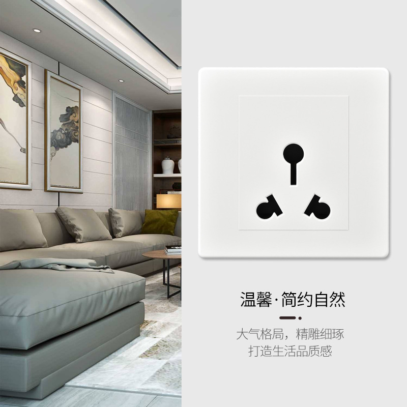 86-type large South Africa export socket 16A round flat three-hole with switch wall-mounted five-hole round flat socket with light