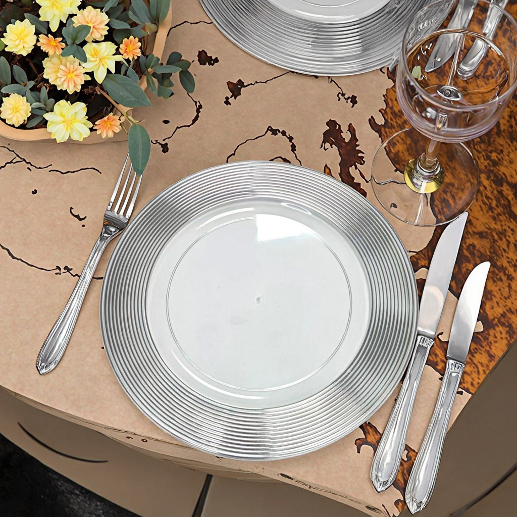 Ventas calientes transfronterizas placas de carga europeas fiesta banquete de boda restaurante occidental alta transparencia decoración placas de trabajo