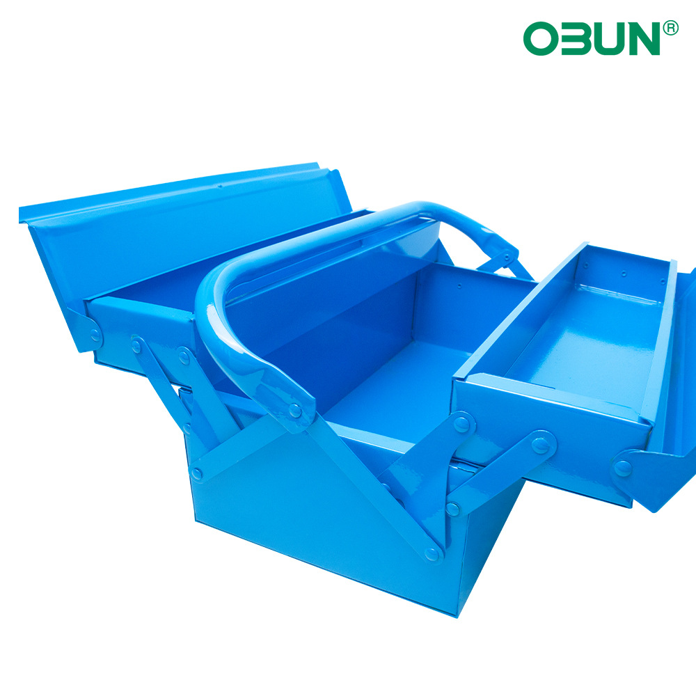 (2개) 제조업체는 2 층 3 층 철 도구 상자 파란색 휴대용 접이식 도구 상자 금속 저장 상자 3 팁 버킷 공급