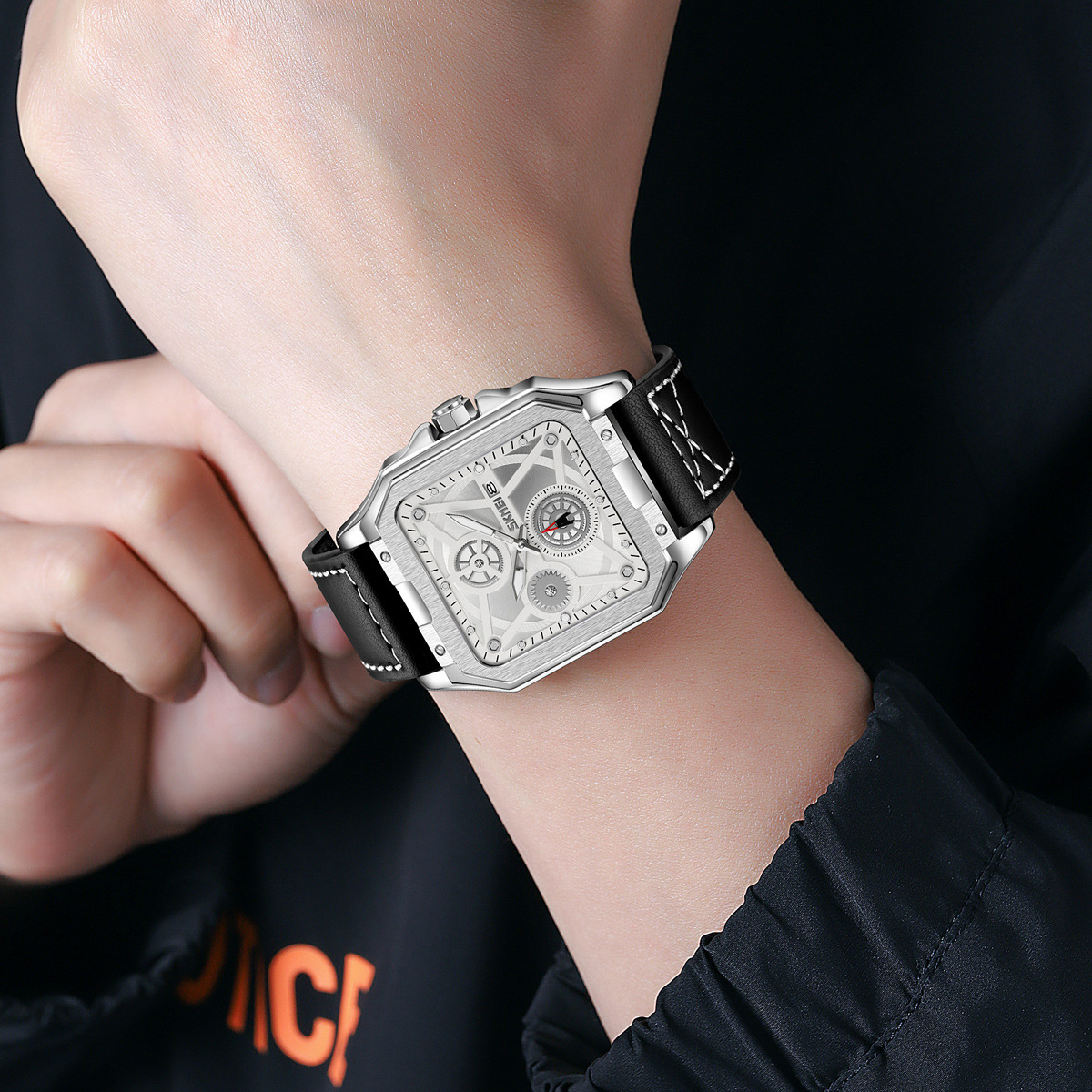 Momento Meiyuan fábrica de reloj de pulsera de engranaje cuadrado para hombres correa retro impermeable relojes de cuarzo transfronterizos en stock