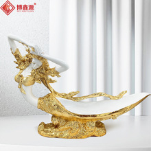 欧式美女果盘摆件树脂电镀工艺品抱头美女小号餐具刺身上菜盘定制