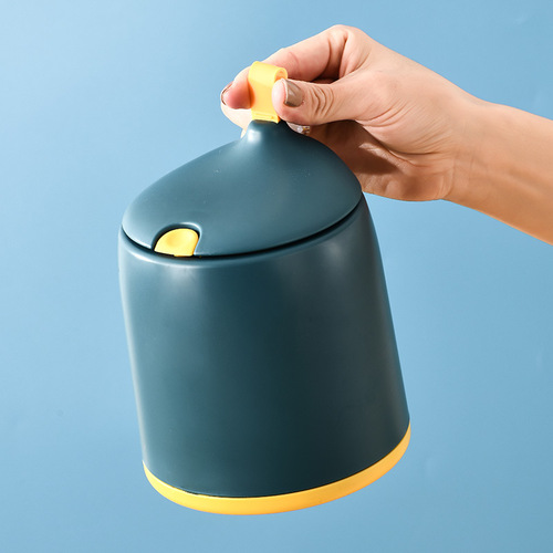 Desktop small trash can, mini car bedside storage bucket with lid, paper basket, cosmetic cotton pop-up cover, Nordic Japanese style colorful