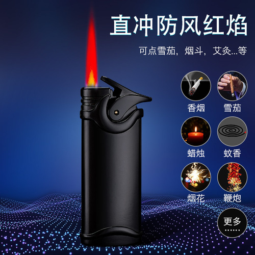 Internet celebrity retro windproof lighter inflatable straight into red flame full metal creative personality gift for boyfriend