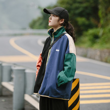 盐系拼接撞色工装外套女宽松oversize两面穿春秋棒球服炸街夹克潮