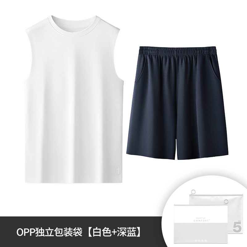 Primavera y verano nueva capa de aire jacquard de sarga tridimensional para hombres puede salir a deportes chaleco antiarrugas traje de pantalones cortos