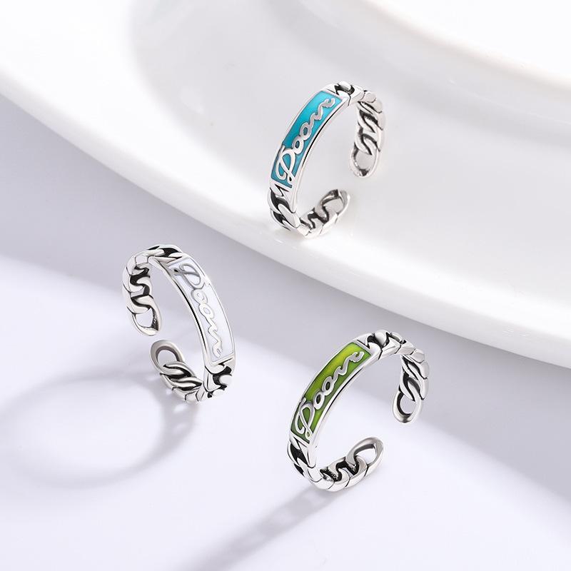 Fashionable design elegant retro ring with letters hip-hop style