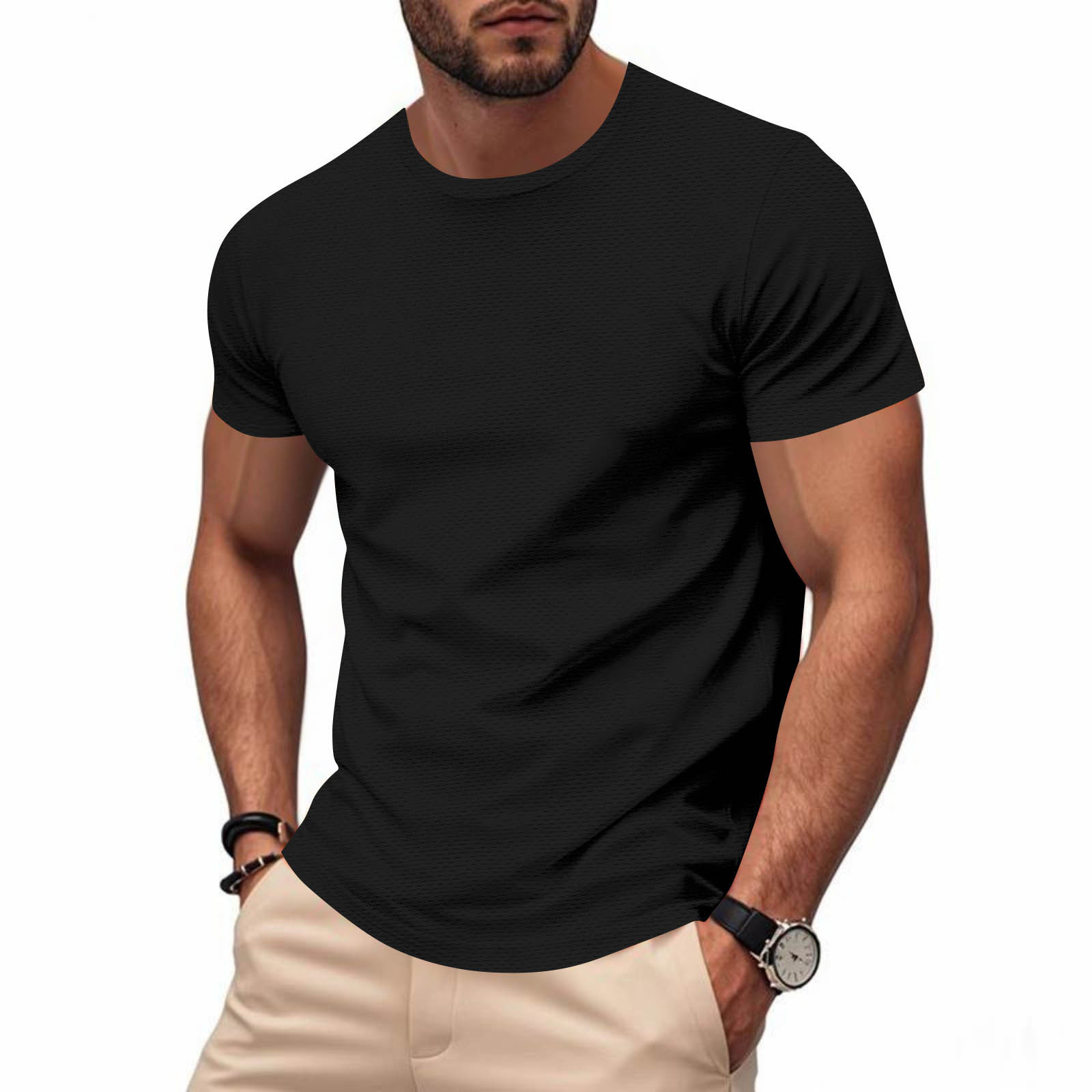 Cross-Border Tk Hot-Selling Marathon Election Shirt Summer Round-Neck Solid Color T-Shirt High-End Ice Silk Quick-Dry Short-Sleeve Promotional Shirt