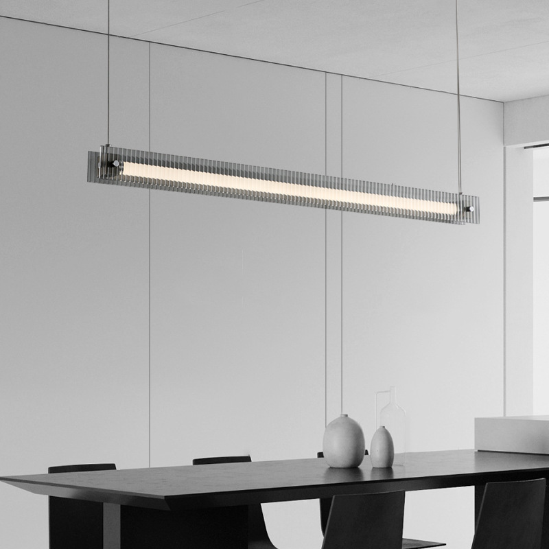 Lámpara de restaurante minimalista italiana vidrio de alta gama de diseño nórdico moderno mesa de comedor minimalista barra de luz