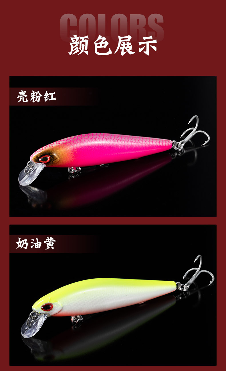 Sinking Minnow Lures Shallow Diving Minnow Baits Fresh Water Bass Swimbait Tackle Gear