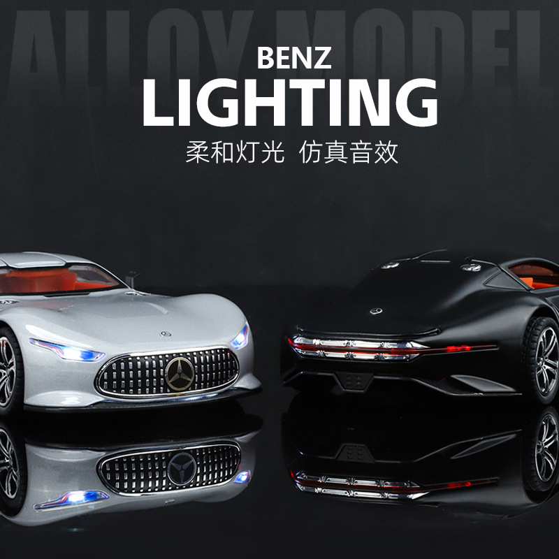 (2개) 시뮬레이션 1:24 ACOUSTO-OPTIC RUSHING AMG VISION GT SHOCK-ABUSER TWO OPEN-BACK FORCE 스티어링 자동차 모델 장난감