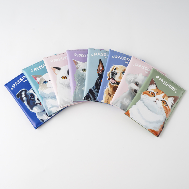 22g Weight Synthetic Leather Lining Material Open Closure Type / Strap Type passport holder Bags Type Travel Occasion Pu Leather Material Waterproof Function Dog, Cat Pattern All Seasons Season Unisex Gender Cute Style Square Shape Unisex Cute Dog Cat Pu Leather Waterproof Passport Holders 无