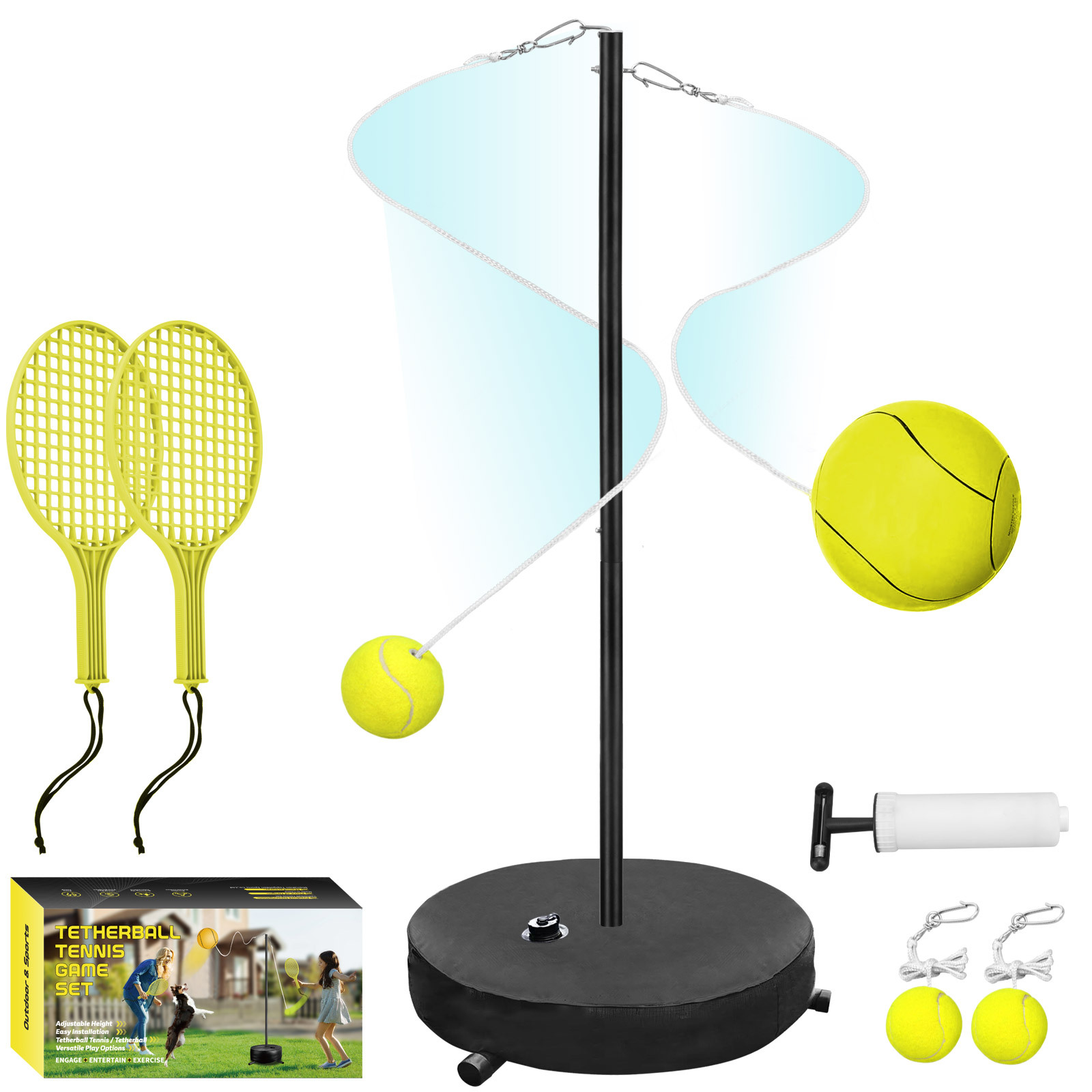 Tetherball Tennis Training Device Rebound Auxiliary Equipment for Children, Youth, Adults, Beginners to Practice Swinging the Racket