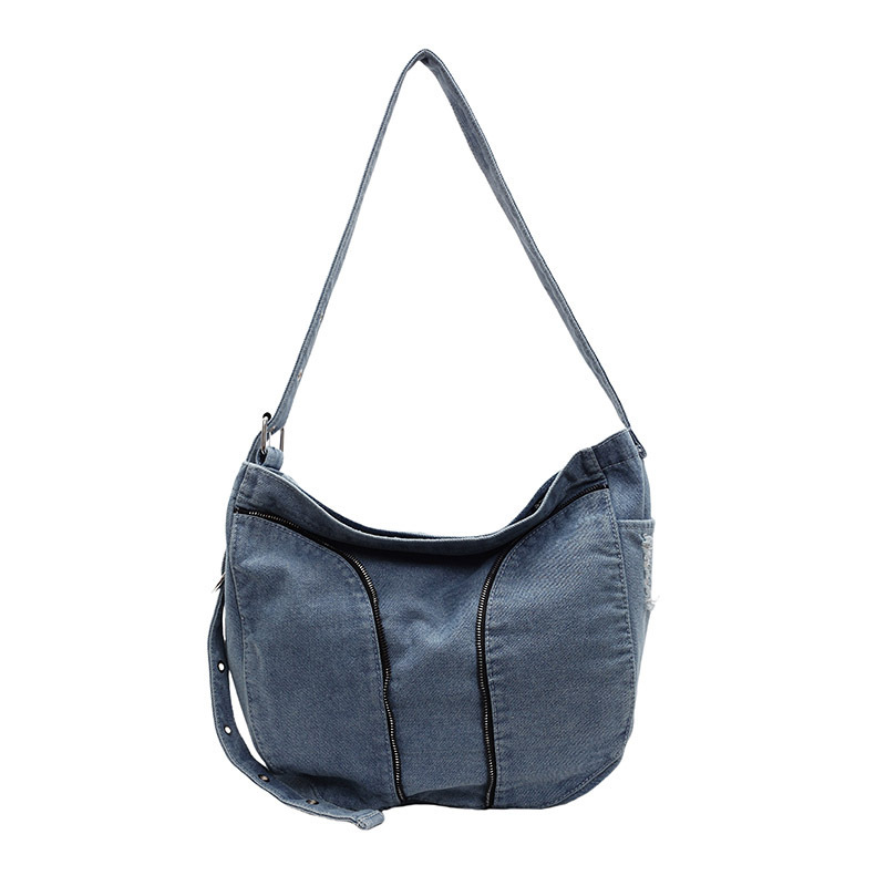 Bolso bandolera de mezclilla literario retro estilo de campus casual todo-fósforo pareja bolso Tote bolso de hombro popular japonés