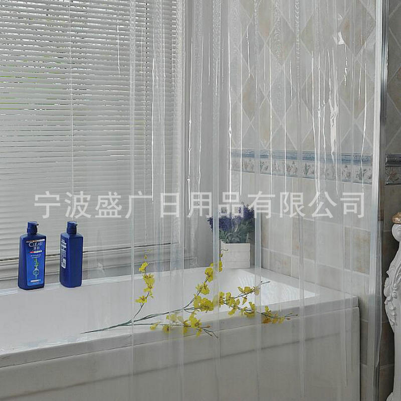[Yan] Cortina de ducha PEVA Cortina de baño de plástico translúcido totalmente transparente