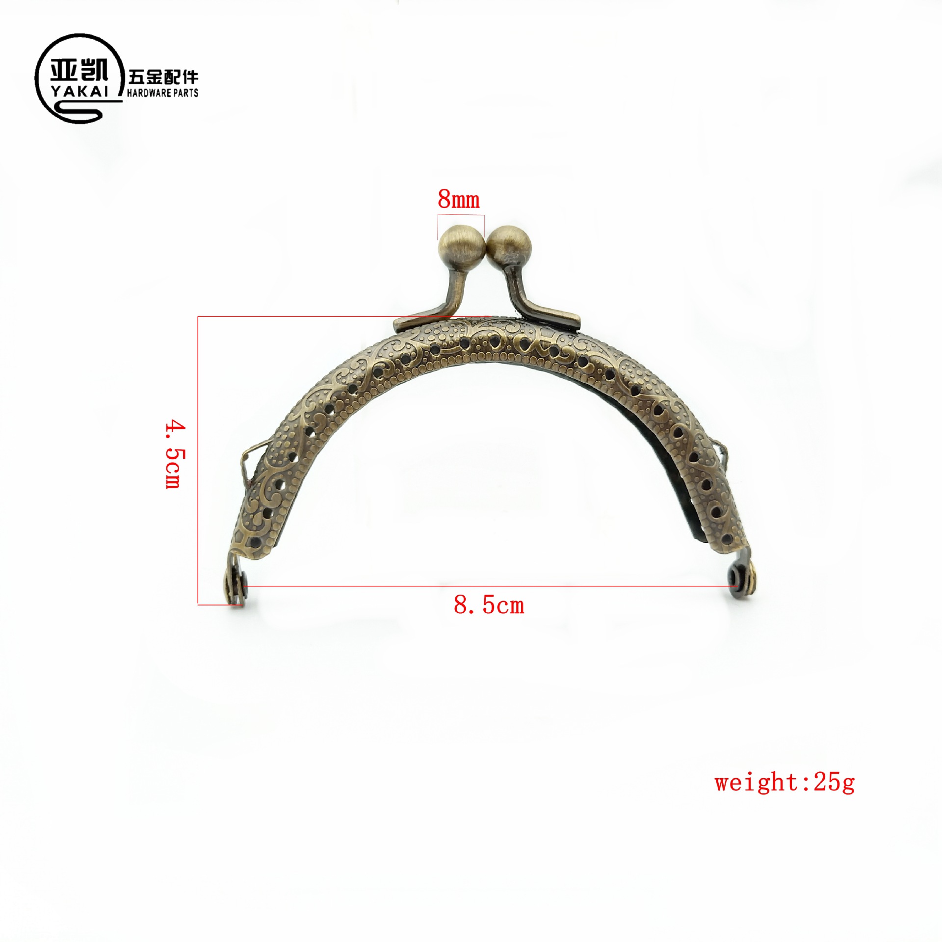 Boca de monedero semicircular de 8.5 cm, cierre metálico para bolsos y manualidades