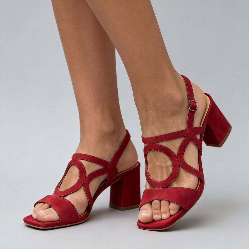 2025 Summer Amazon Export Model High-Heeled Sandals for Women, Sizes 40-43, with Straps, Open Toe, Buckle, and Square Toe