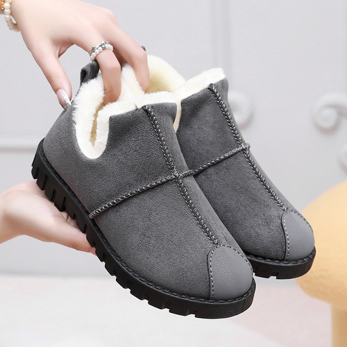 Fashionable snow boots  winter cross-border new style thickened and warm mother's shoes slip-on plus velvet foreign trade cotton shoes for women